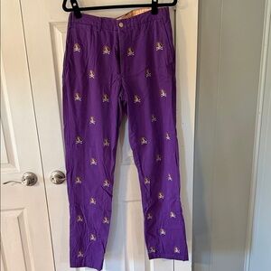 Men’s East Carolina University stadium pants in purple by Pennington & Bailes